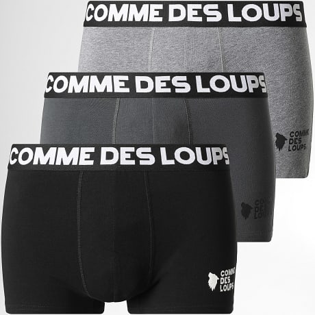 Comme Des Loups - Lot De 3 Boxers Classic Noir Gris Anthracite Gris Chiné