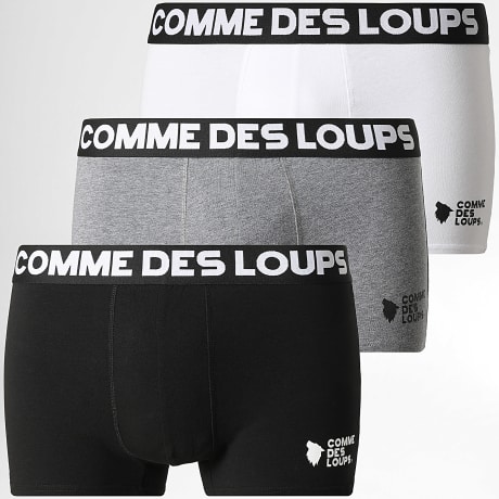 Comme Des Loups - Pack de 3 Boxers Classic Negro Gris Jaspeado Blanco