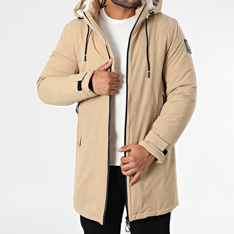 Kymaxx - Parka Larga Capucha Zippée Beige