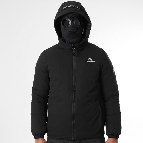 Helvetica - Parka negra con capucha y cremallera Eye Block 2