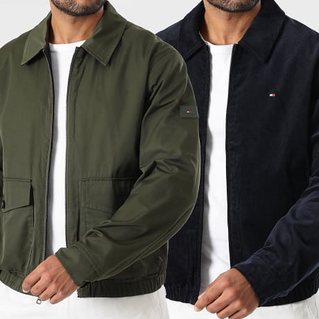 Tommy Hilfiger - Veste Réversible Zippée Ivy 0620 Bleu Marine Vert Kaki