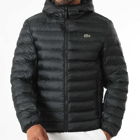 Lacoste - Chaqueta con capucha y logotipo bordado Cocodrilo Negro