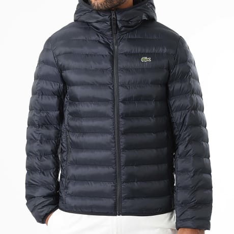 Lacoste - Chaqueta con capucha y logotipo bordado en cocodrilo azul marino