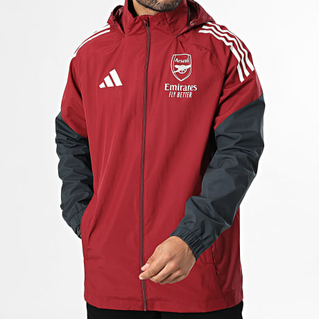 Adidas Performance - Chaqueta con capucha y cremallera Arsenal JI9561 Burdeos Gris Carbón