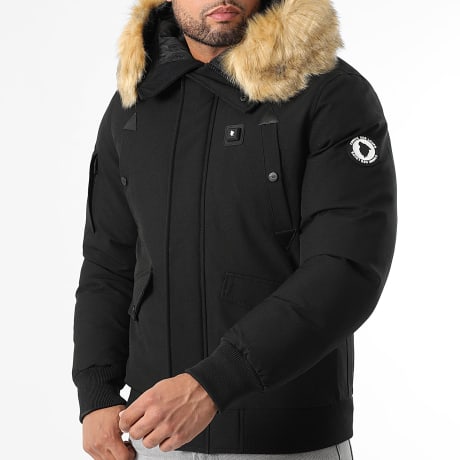 Comme Des Loups - Parka de piel calefactada Slim Fit Chicago Negro Beige