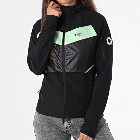 Comme Des Loups - Casaco com capuz e fecho de correr preto e verde New York para mulher