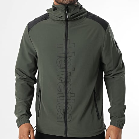 Helvetica - Chaqueta con capucha y cremallera Wembley Verde caqui