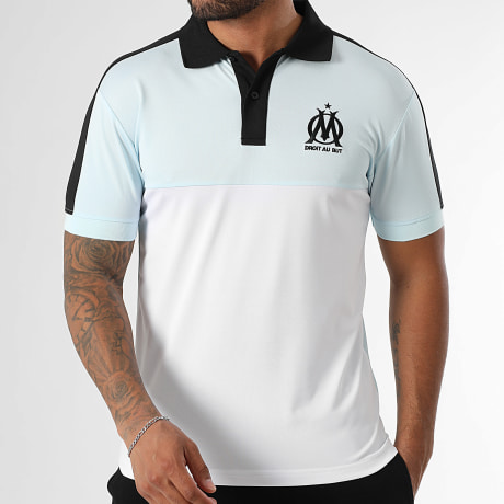 OM - OM M25034C Wit Lichtblauw Zwart Lifestyle Poloshirt Korte Mouw