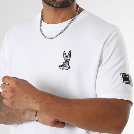 Looney Tunes - T-Shirt Oversize Großes Gesticktes Patch Bugs Bunny Vorderseite Weiß