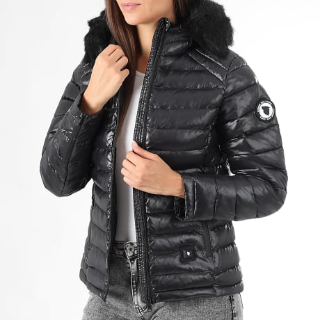 Comme Des Loups - Doudoune Chauffante Capuche Femme Victoria Noir