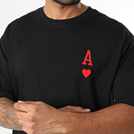 Luxury Lovers - T-Shirt Oversize The Ace Of Hearts Rosso Nero