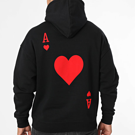 Luxury Lovers - Relaxed Hoodie The Ace Of Hearts Red Back Black