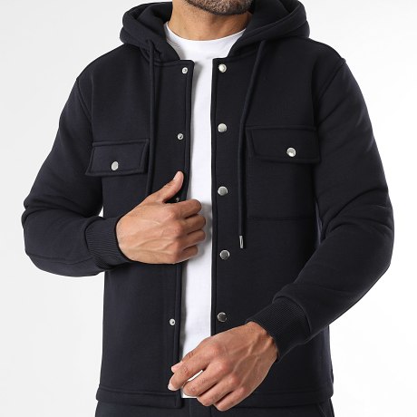 Premium Basics - Jacke Molleton Uni Mit Kapuze 4033 Marineblau