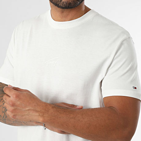 Tommy Jeans - Tee Shirt Regular Fit Tonal Signature 2138 Blanco