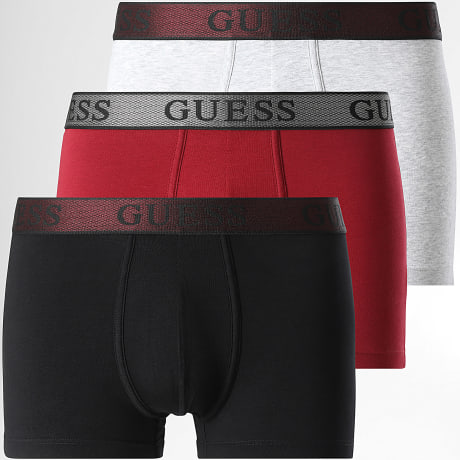 Guess - Set van 3 boxers U5BG13-K6YW1 Zwart Bordeaux Heide Grijs