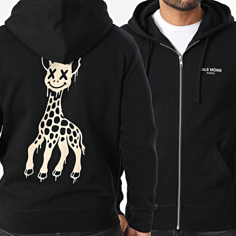 Sale Môme Paris - Girafondizi Sudadera con capucha y cremallera Negro Beige