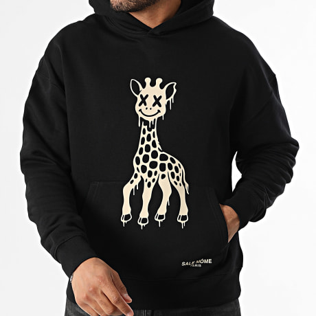 Sale Môme Paris - Girafondizi Relaxed Hoodie Negro Beige