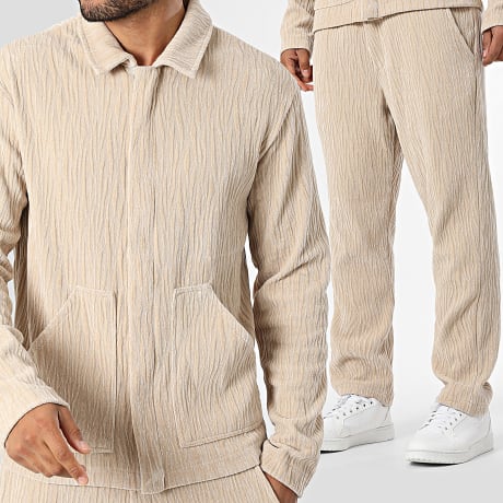 Fins de Séries - Conjunto Chaqueta Zipper Y Pantalón Terciopelo YC2 Beige