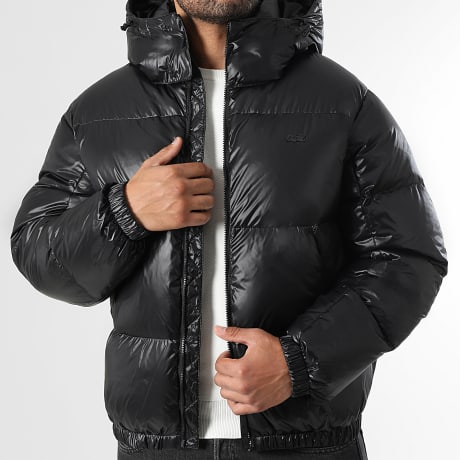 Lacoste - Cocodrilo Logo Bordado Chaqueta Con Capucha Tono Sobre Tono Negro