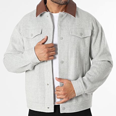 Fins de Séries - Veste Boutonnée A Rayures B22 Gris