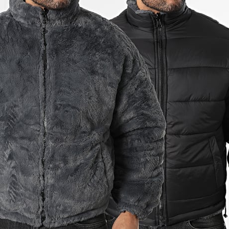 Uniplay - Chaqueta con cremallera de piel reversible 035 Gris Antracita