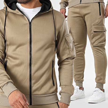 MTX - Set Daunenjacke mit Kapuze und Cargo Hose 086 Dunkelbeige