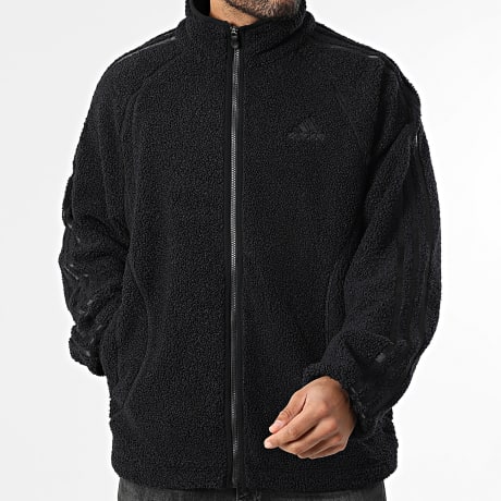 Adidas Performance - Chaqueta Sherpa Zippée A Bandes Borg KR5189 Negra
