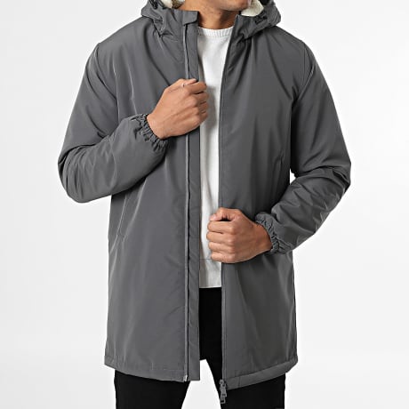 Frilivin - Parka con Capucha Larga D31 Gris Antracita
