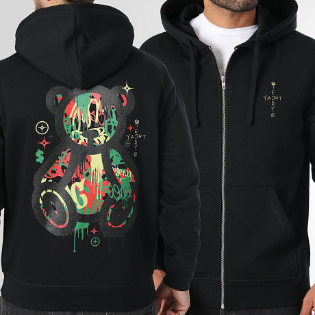 Teddy Yacht Club - Sudadera de lujo con capucha y cremallera Art Series Negro
