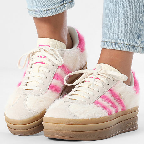 Adidas Originals - Baskets Femme Gazelle Bold JS3908 Cream White Shock Pink Gold Metallic