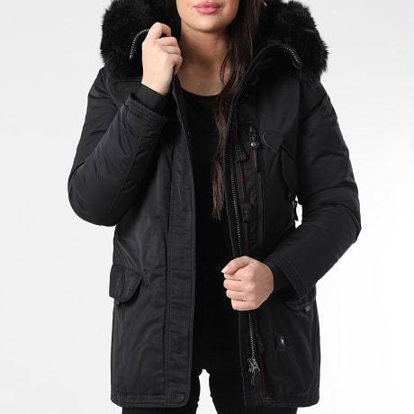 Comme Des Loups - Parka Calentadora Mujer Con Piel Montreal Negra