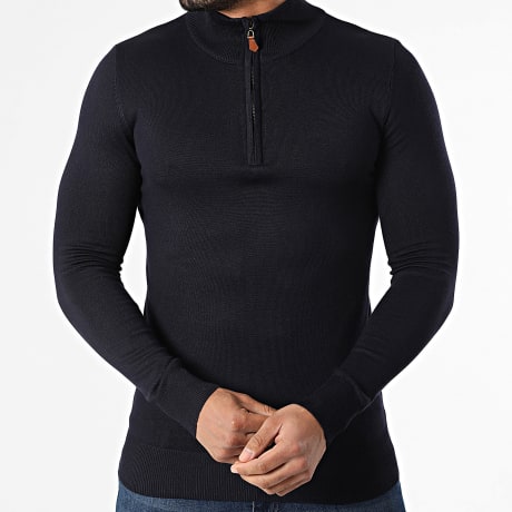 Classic Series - Maglia Col Zippato Blu Marino
