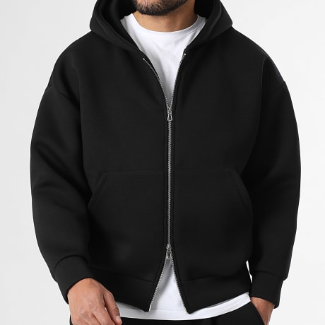 LBO - Camisola com Capuz com Zíper Efeito Neoprene 2377 Preto