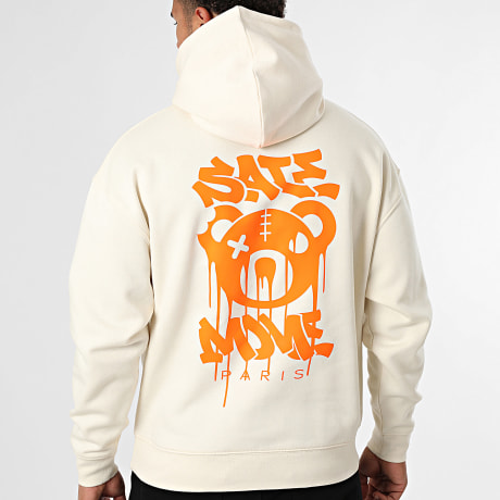 Sale Môme Paris - Sudadera Con Capucha Relaxed Oso Salvaje Club Beige Naranja
