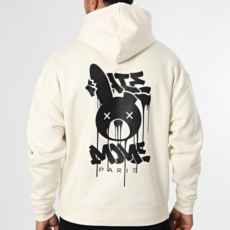 Sale Môme Paris - Sudadera Con Capucha Relaxed Conejo Salvaje Club Beige Negro