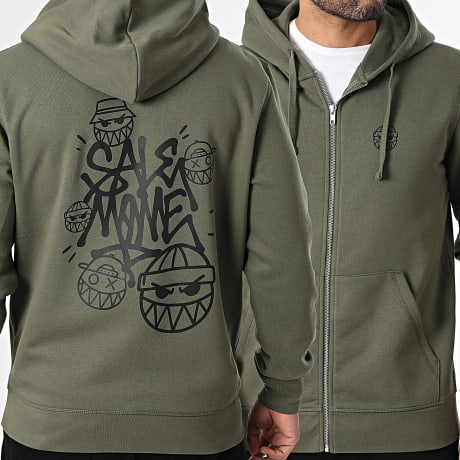 Sale Môme Paris - Sudadera Con Capucha Con Cremallera Street Boyz Verde Caqui Negro