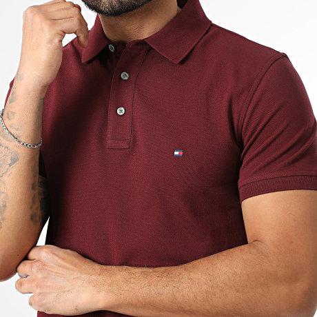 Tommy Hilfiger - Polo de Manga Corta Slim 1985 7771 Burdeos