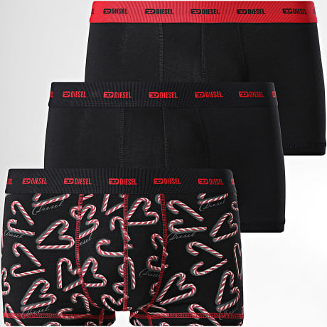 Diesel - Pack de 3 Boxer Damien A19309-0PLCW Negro Rojo