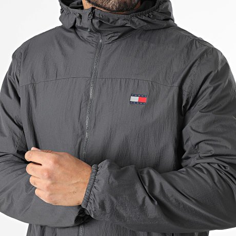 Tommy Jeans - Jacke mit Reißverschluss und Kapuze Fleece Chicago 2291 Anthrazit Grau