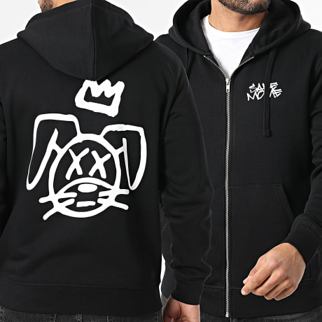 Sale Môme Paris - Sudadera con capucha con cremallera Conejo Royalty Negro Blanco