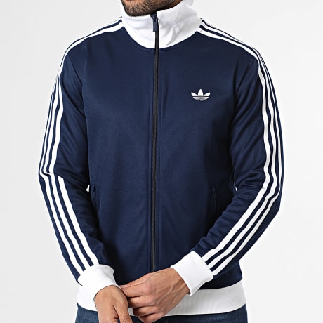 Adidas Originals - Veste Zippée A Bandes Beckenbauer KE3526 Bleu Marine Blanc