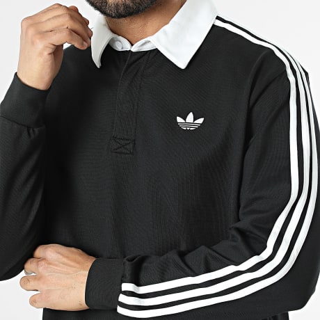 Adidas Originals - Polo de Manga Larga a Rayas 3 Stripes KE3576 Negro