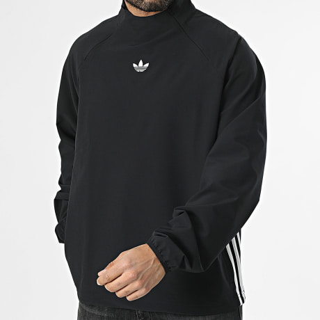 Adidas Originals - Chaqueta Outdoor a Rayas Cuello Con Cremallera Woven Drill KF7713 Negro