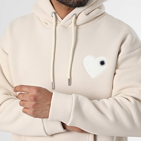 ADJ - Sweat Capuche Coeur Chic 118 Beige Blanc