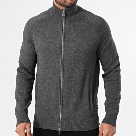 BOSS - Gilet Zippé Idino 50543150 Gris Anthracite Chiné