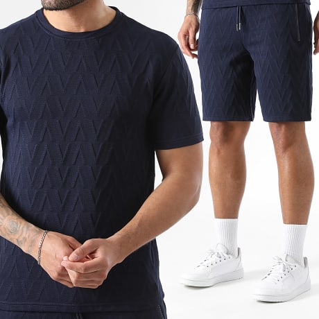 LBO - Co-ord Set T-Shirt En Casual Short 0386 Marineblauw