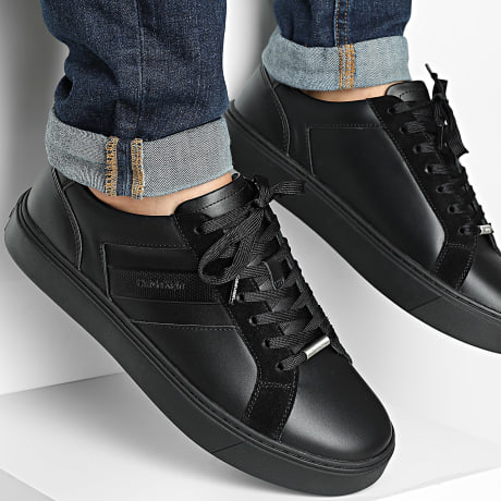 Calvin Klein - Zapatillas Classic Cupsole Laceup Tape Leather 2 1448 Triple Negro