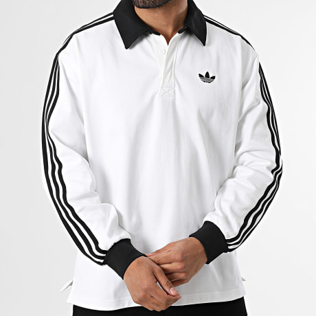 Adidas Originals - Polo de Mangas Largas Con Rayas 3 Stripes KE3575 Blanco Negro