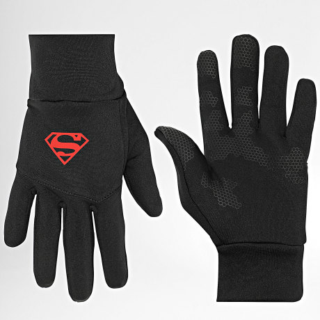 Superman - Gants Logo Noir Rouge