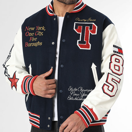 Tommy Jeans - Teddy Varsity Badge Jacke 2729 Marine Blau Weiß